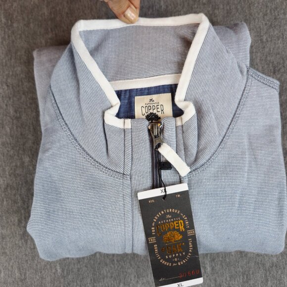 Copper & Oak Supply Men XXL 1/4 Zip Pullover Grey White NWT - Picture 14 of 15